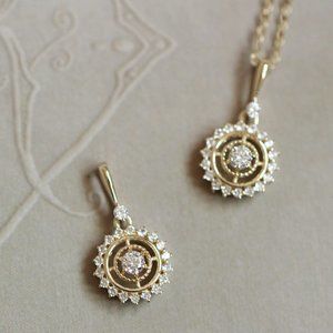 925 Sterling Dipped in Fine 14K Gold Dainty Cubic Zriconia Halo CZ Drop Necklace